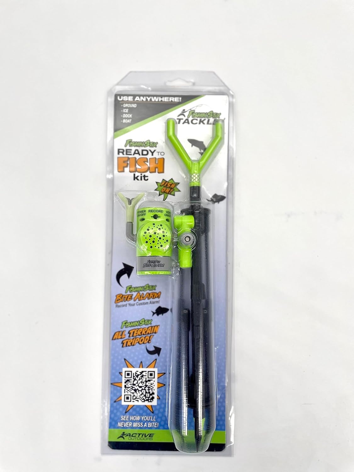 FISHIN' STIX Ready to Fish Kit - Includes 30" Rod Holder, All Terrain Stand Tripod and Bite Alarm